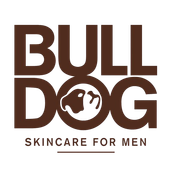 Logo marron marqué BullDog avec un pictogramme d'une tête de bulldog dans le O